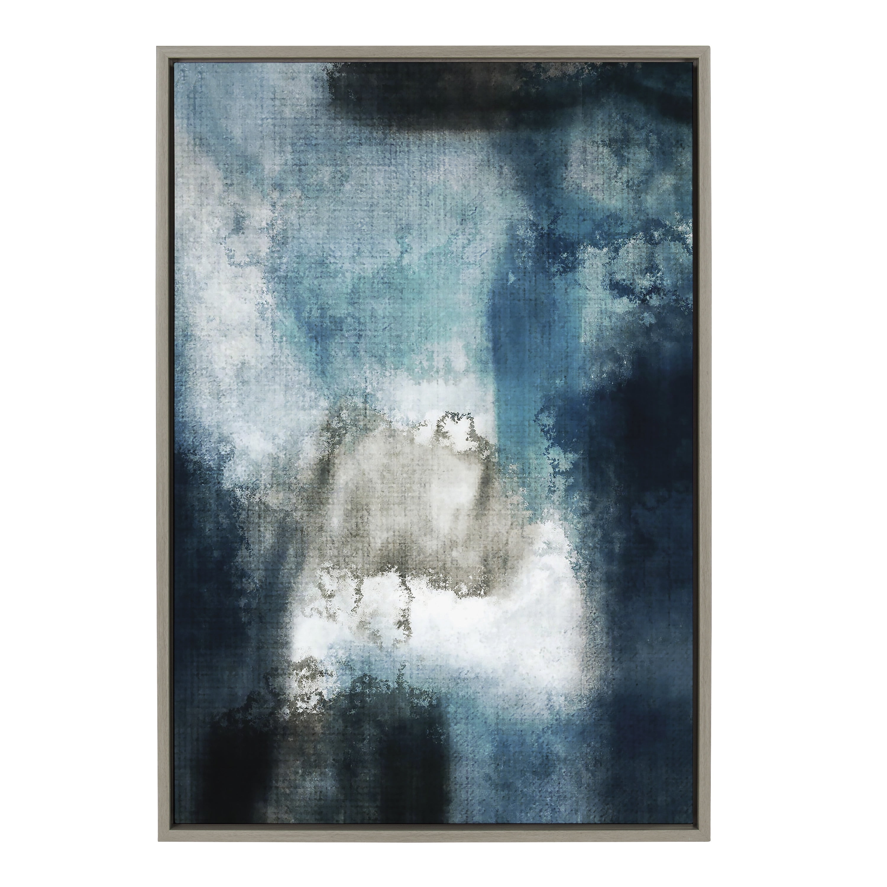 Sylvie Aqua Abstract Blue and Gray Canvas Wall Art, 23x33