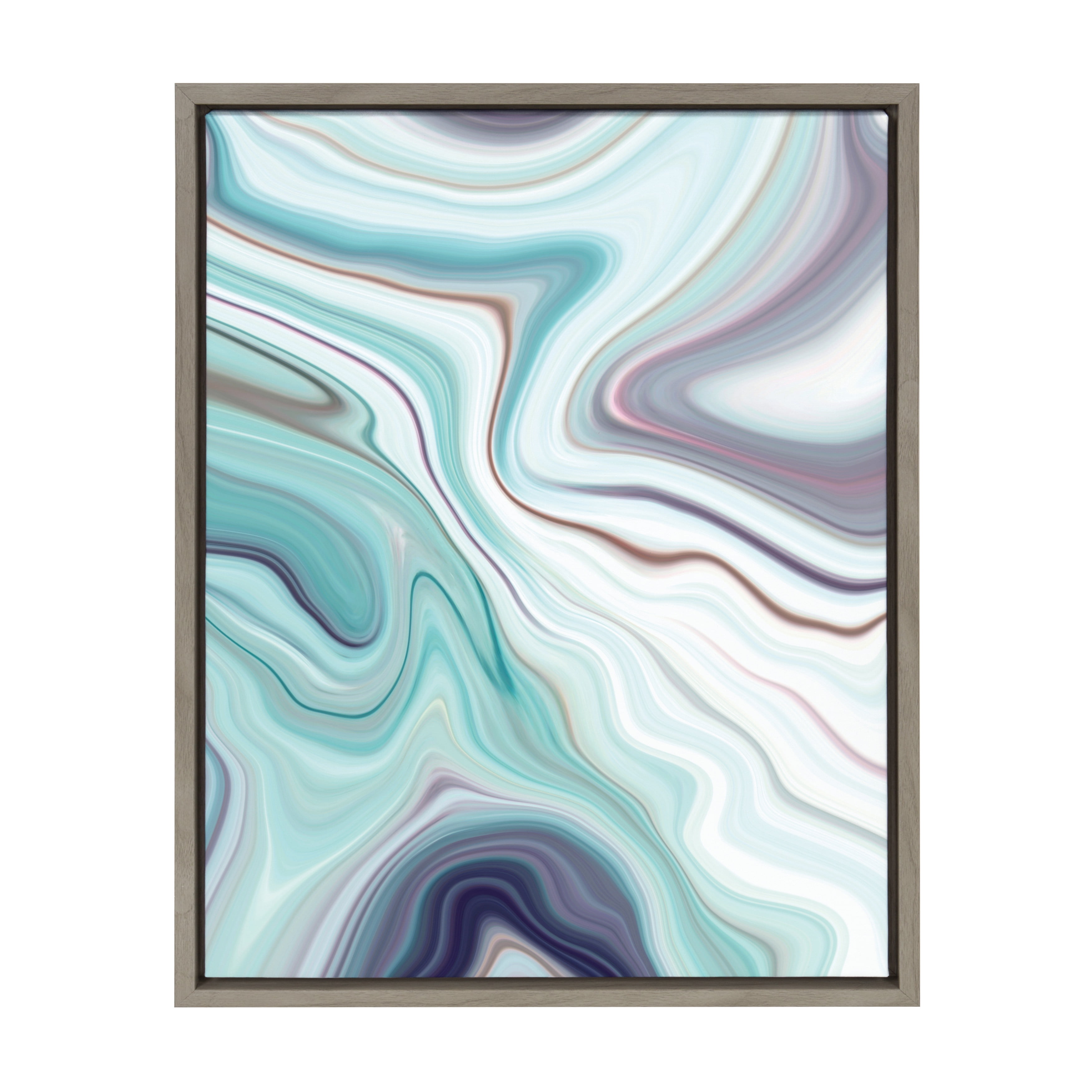 Aqua Marine and Purple Abstract Framed Canvas Wall Art