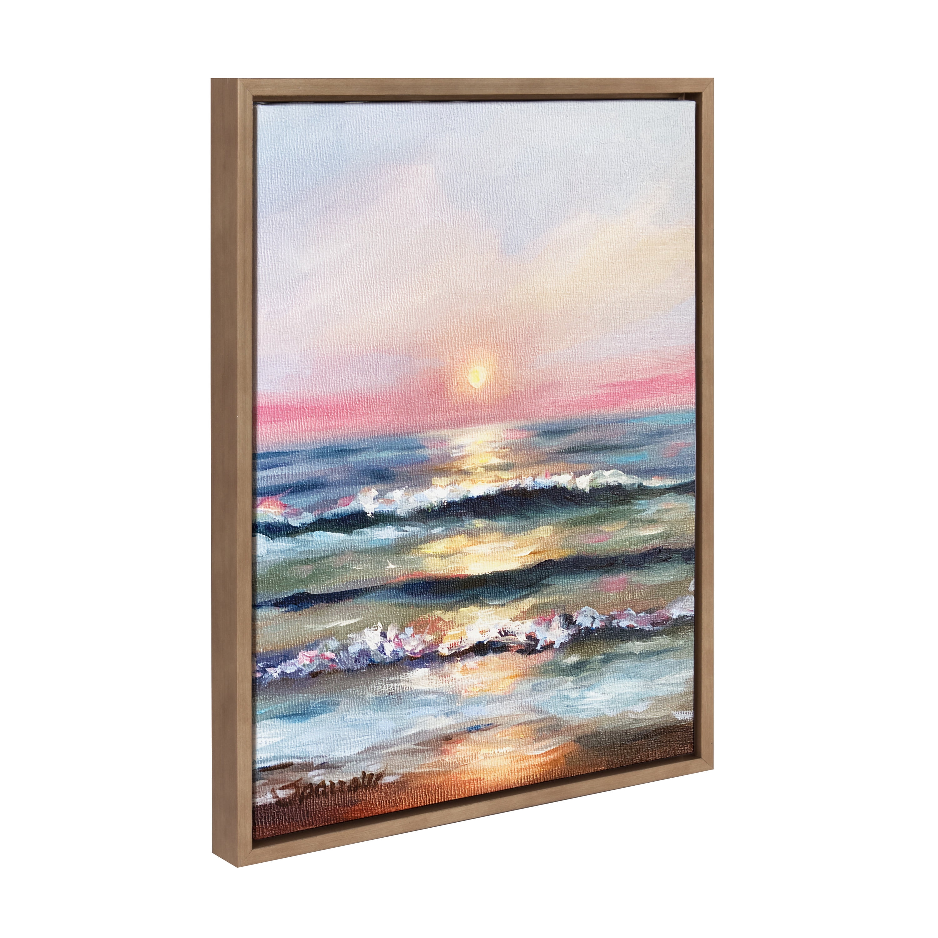 Kate and Laurel Sylvie Atlantic Sunset Framed Canvas Wall Art by Mary ...