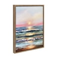 thumbnail image 1 of Kate and Laurel Sylvie Atlantic Sunset Framed Canvas Wall Art by Mary Sparrow, 18x24 Gold, Beach Landscape Coastal Sunset Art for Wall, 1 of 7