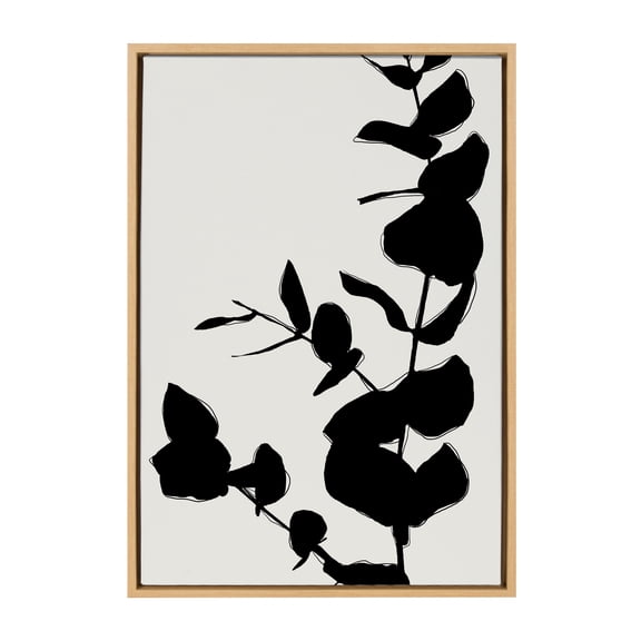 Kate and Laurel Sylvie BB Branch Framed Canvas Wall Art by Border Bloom, 23x33 Natural, Decorative Nature Shadow Art for Wall