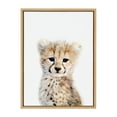 thumbnail image 1 of Kate and Laurel Sylvie Baby Cheetah Animal Print Portrait Framed Canvas Wall Art by Amy Peterson, 18x24 Natural, 1 of 5