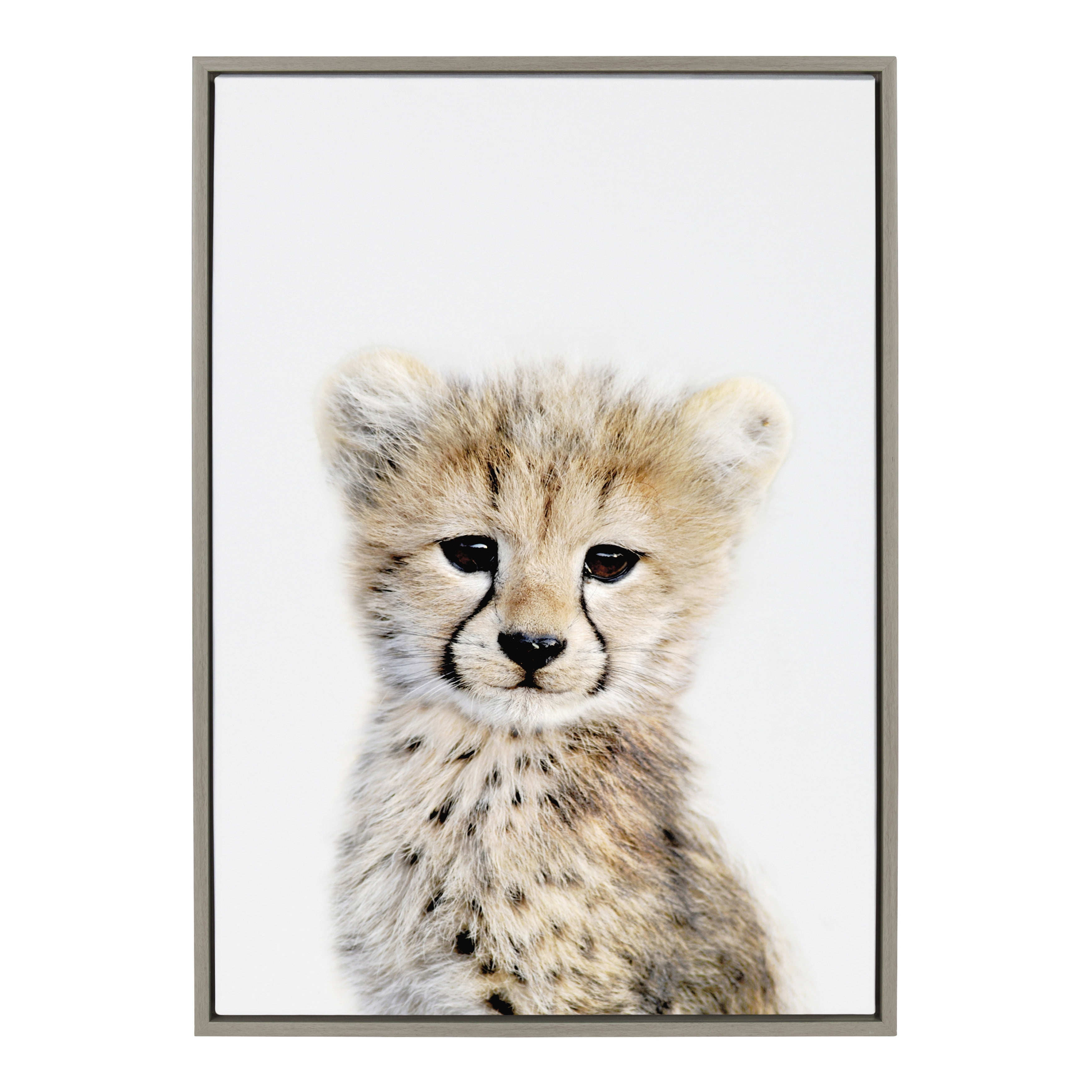 Gray Framed Canvas with Cheetah Print, 23" x 33"