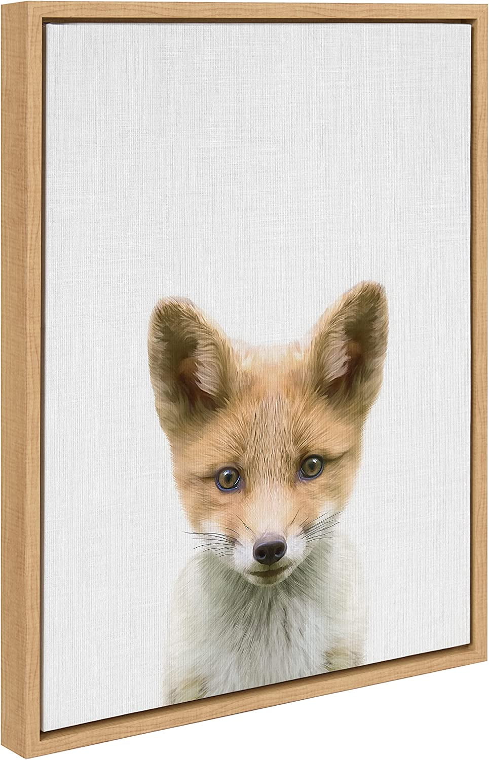 Natural Framed Baby Fox Canvas Art for Kids, 18x24