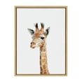 thumbnail image 1 of Kate and Laurel Sylvie Baby Giraffe Animal Print Portrait Framed Canvas Wall Art by Amy Peterson, 18x24 Natural, 1 of 5
