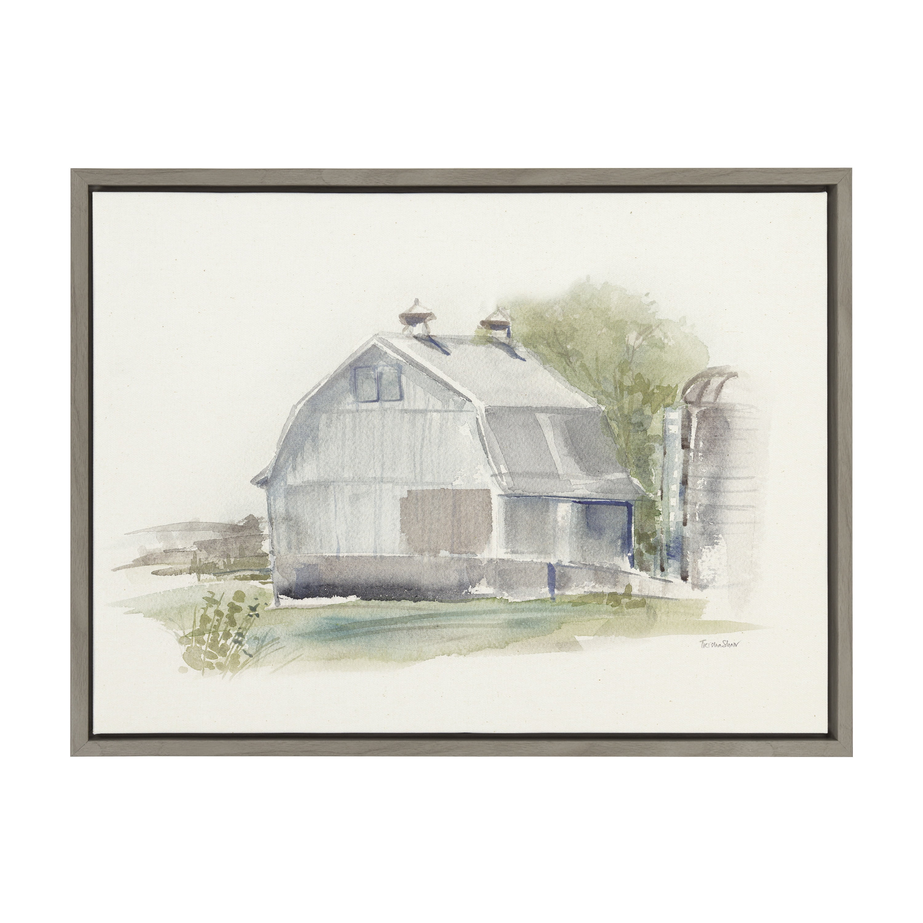 Sylvie Barn 1 Framed Canvas Print in Gray Linen