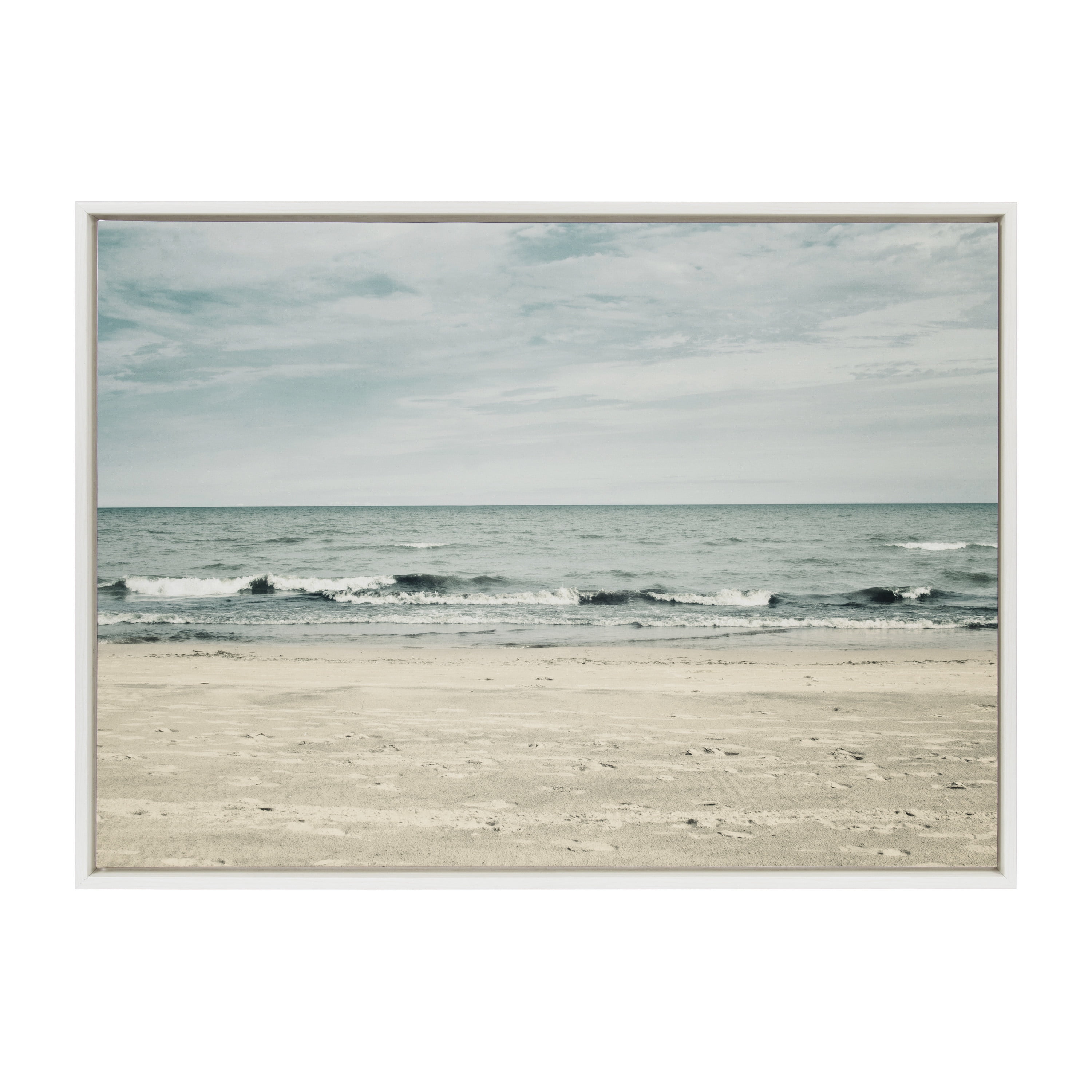 Sylvie Beach Framed Canvas Print in White Frame