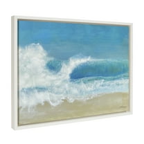 Kate and Laurel Sylvie Beach Day Framed Canvas Wall Art by Julie Maida, 18x24 White, Decorative Coastal Art Print for Wall