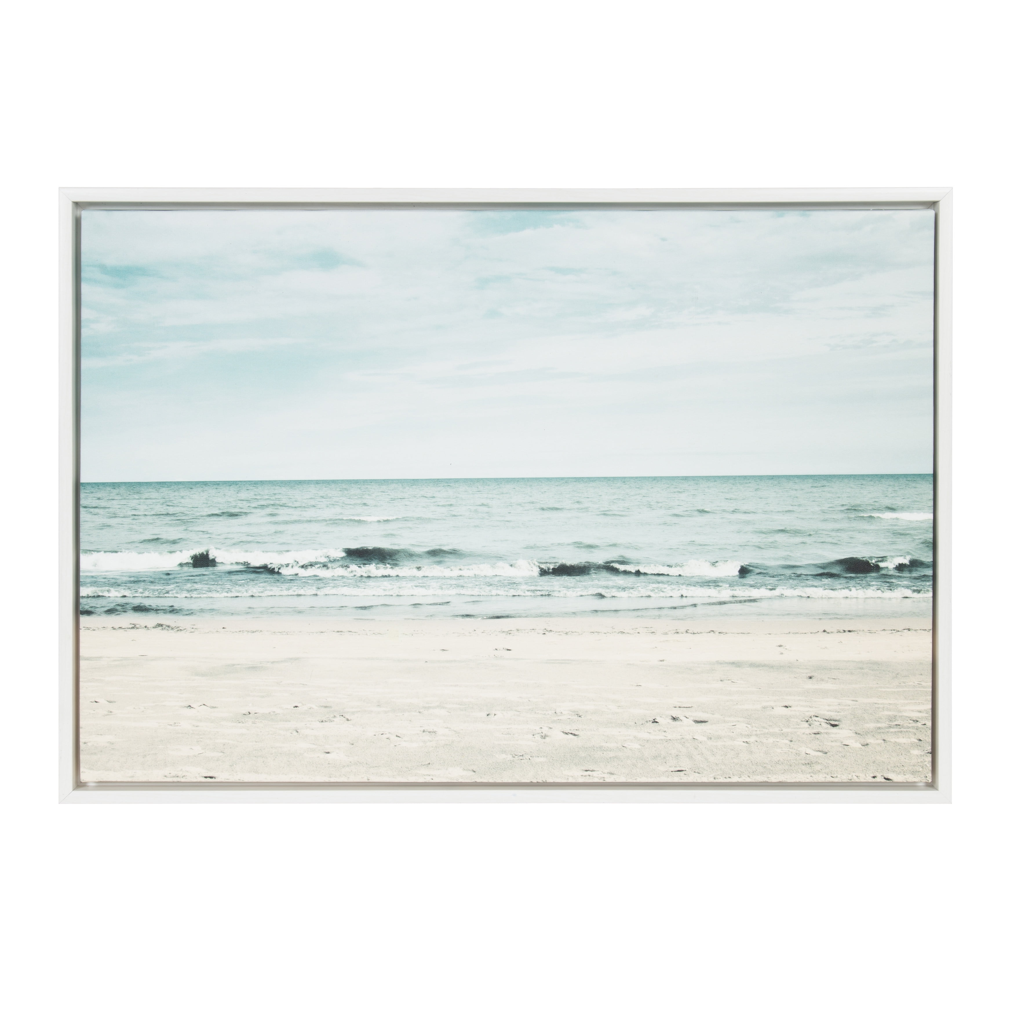 panel sekvens Normalisering Kate and Laurel Sylvie Beach Scene with Waves, Ocean Shoreline Color  Photograph, Framed Canvas Wall Art by F2 Images, 23x33 White - Walmart.com