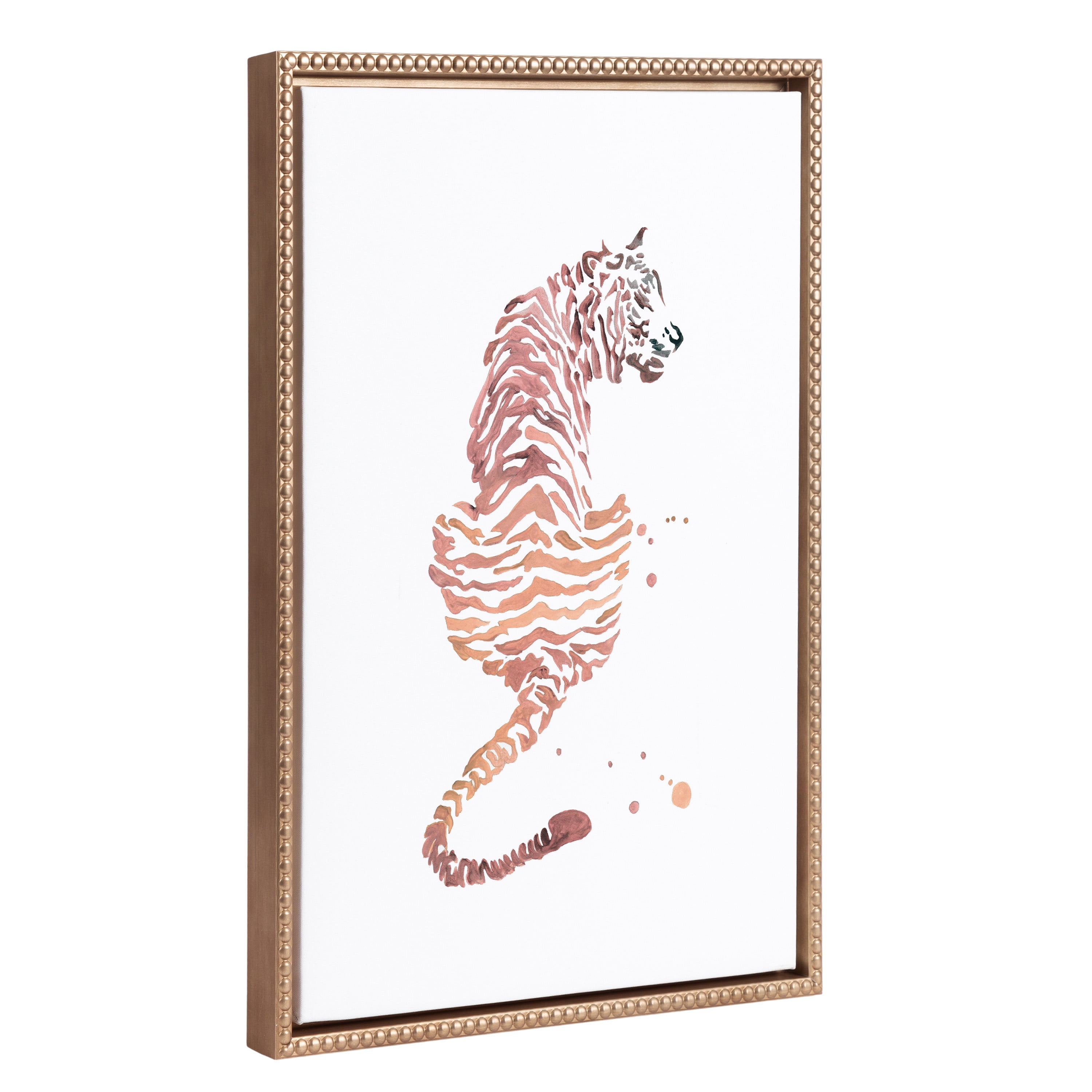 Gold Framed Boho Tiger Canvas Print, 18" x 24"