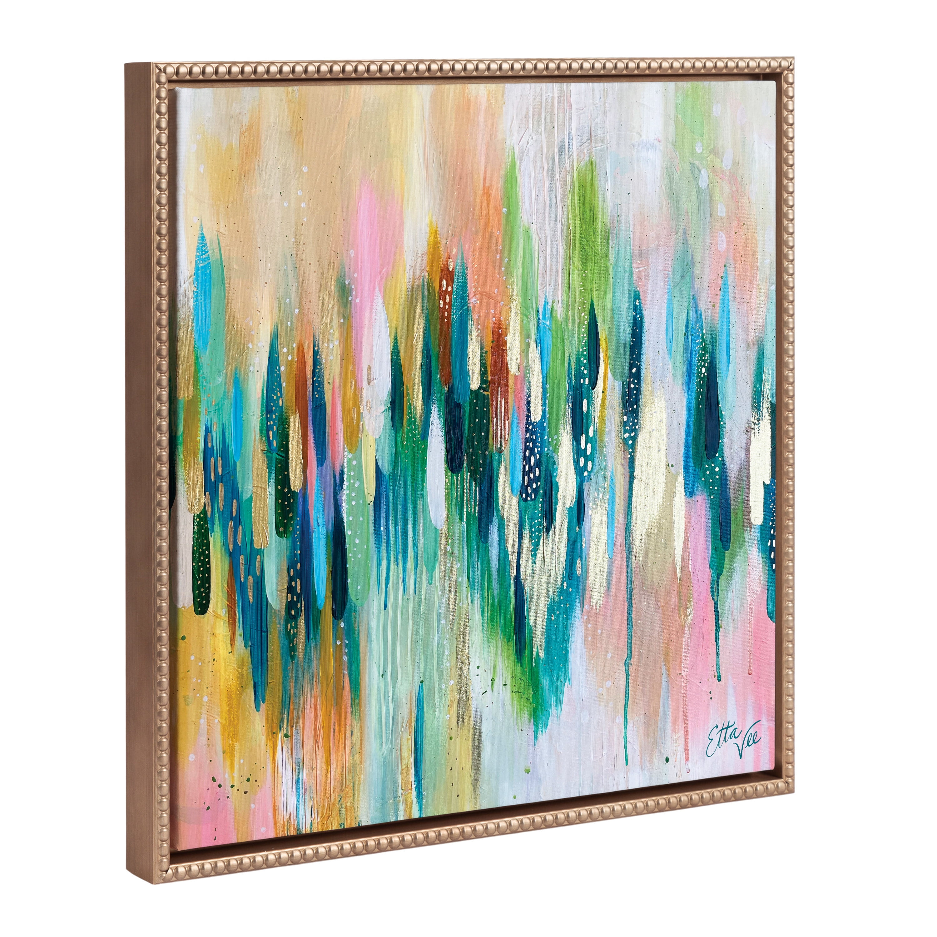 22" x 22" Gold Framed Abstract Canvas Wall Art