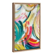 Kate and Laurel Sylvie Beaded EV Brushstroke 180 Vintage Framed Canvas Wall Art by EttaVee, 18x24 Gold, Modern Abstract Colorful Fun Art for Wall