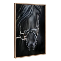 Kate and Laurel Sylvie Beaded Ebony Splendor Vintage Framed Canvas Wall Art by Mary Sparrow, 23x33 Gold, Modern Horse Portrait Art for Wall