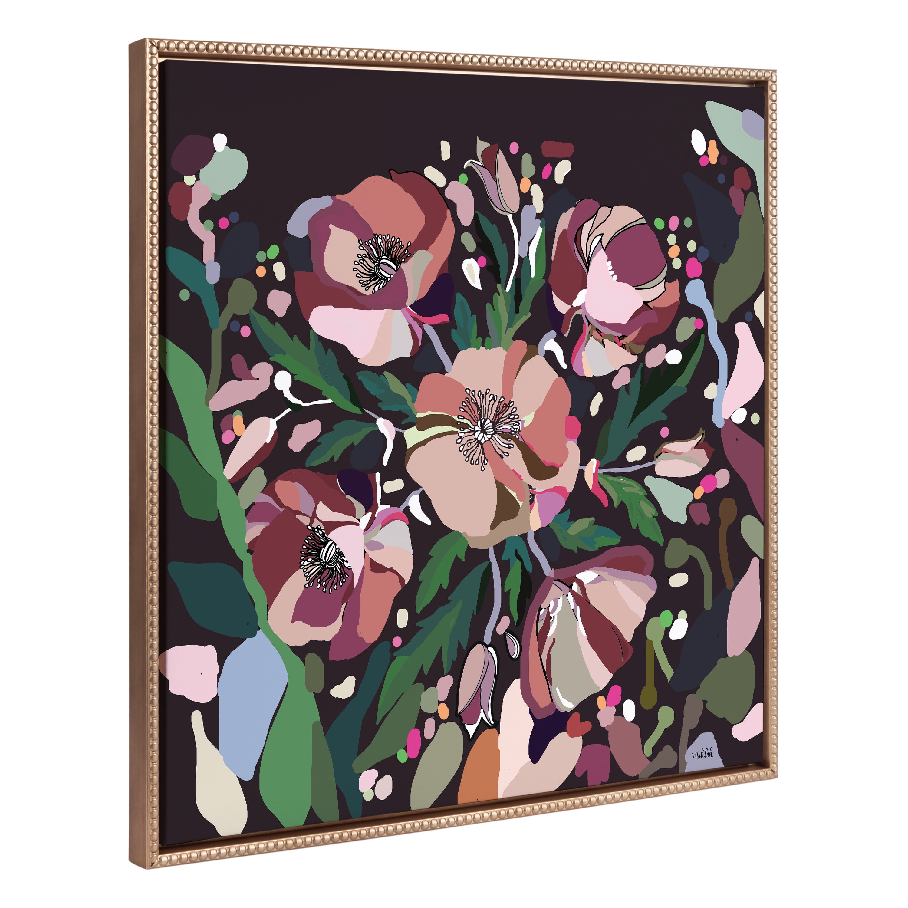 Gold Framed Colorful Botanical Canvas Print, 30" x 30"