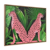 Kate and Laurel Sylvie Beaded NC Cheetah Jungle Vintage Framed Canvas Wall Art by Nikki Chu, 28x38 Gold, Mid-Century Jungle Cheetah Art for Wall