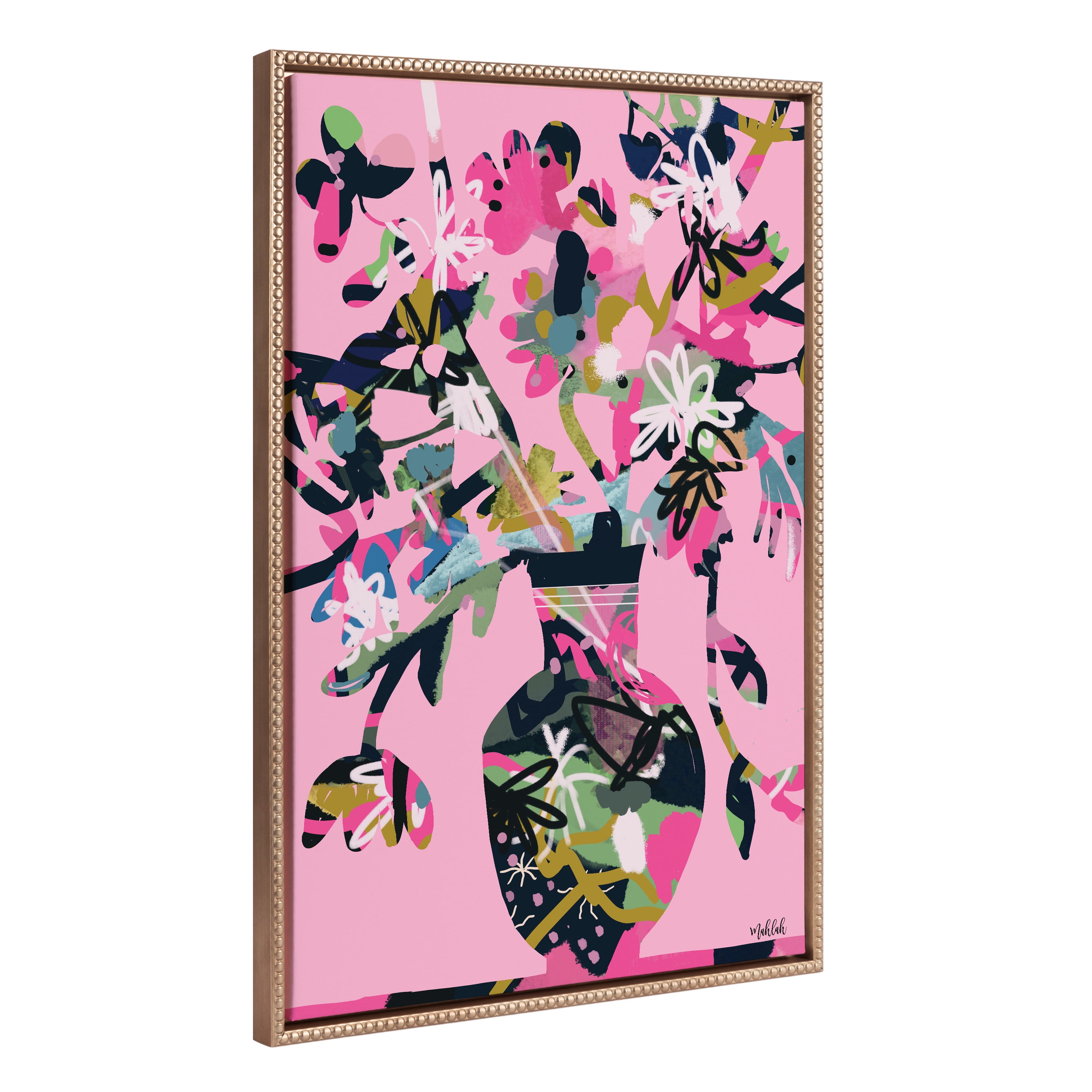 Gold Framed Colorful Floral Vase Canvas Print, 23" x 33"