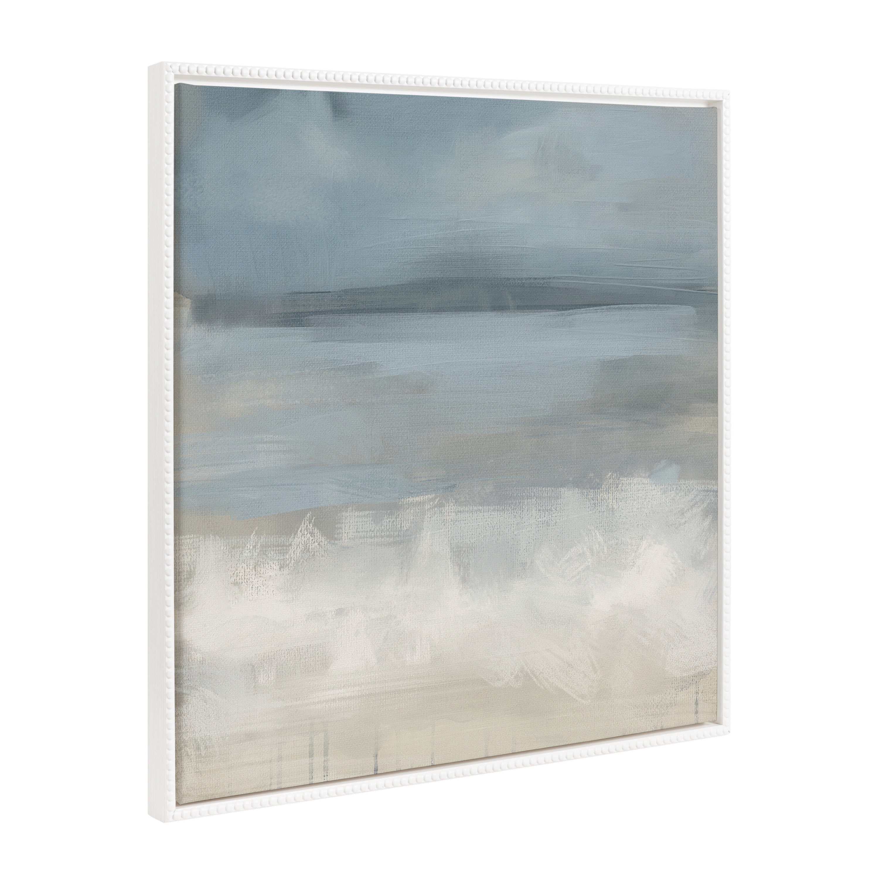 Sylvie 30" x 30" White Beaded Framed Abstract Ocean Canvas