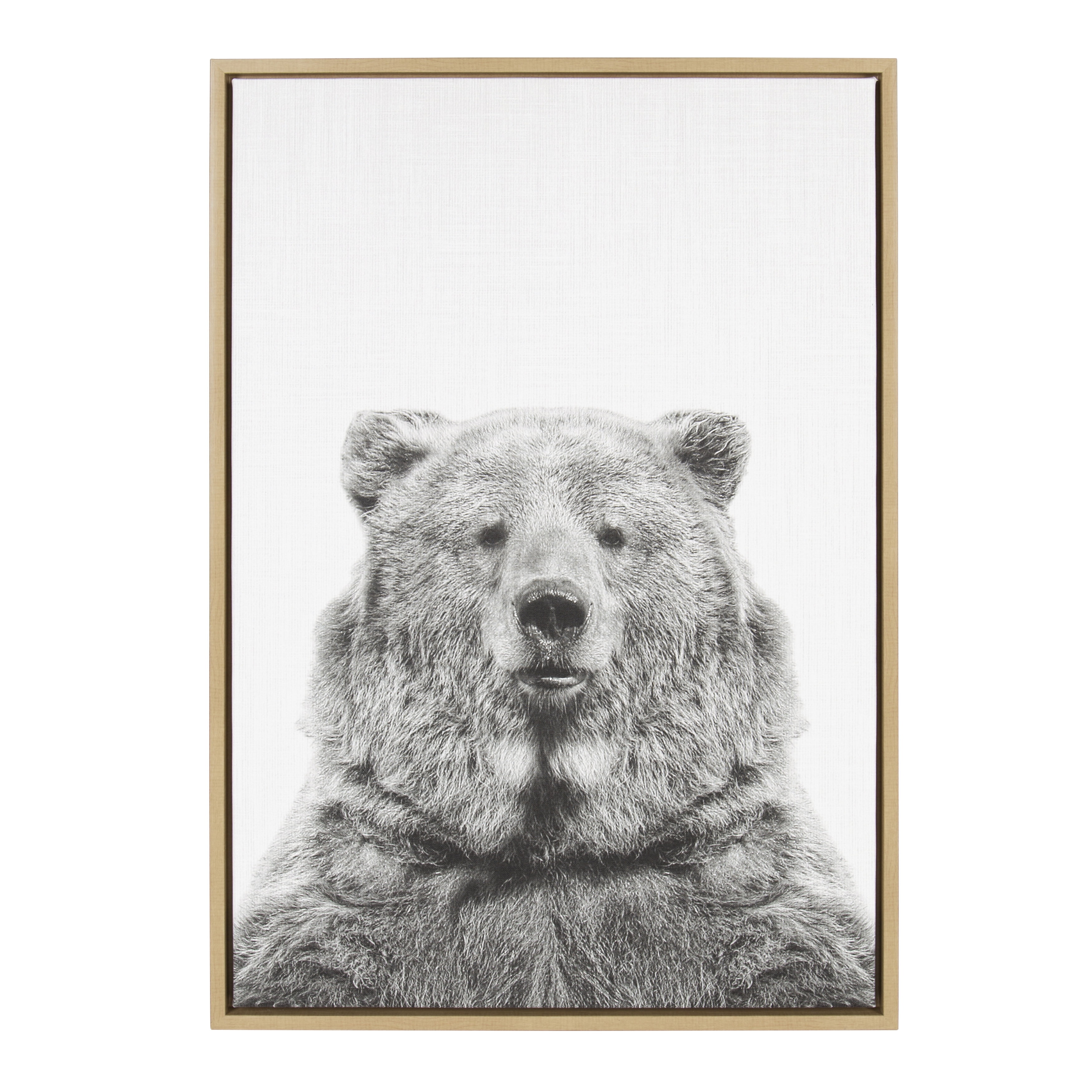 Large Black and White Bear Portrait Framed Canvas Art