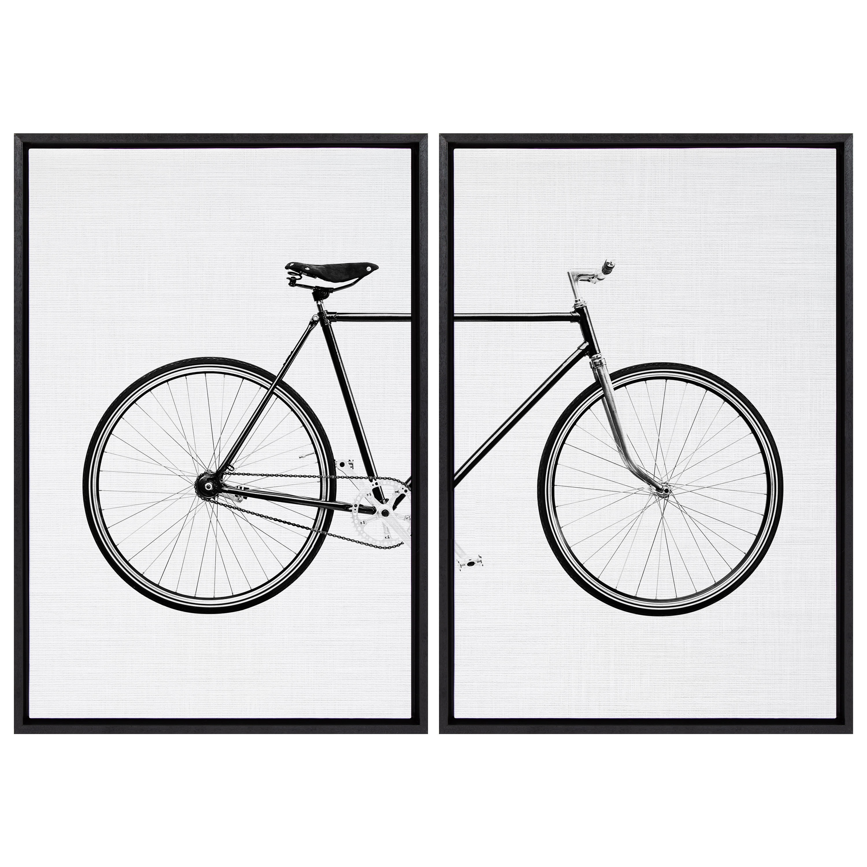 Set of 2 Black Bicycle Canvas Prints with Frames