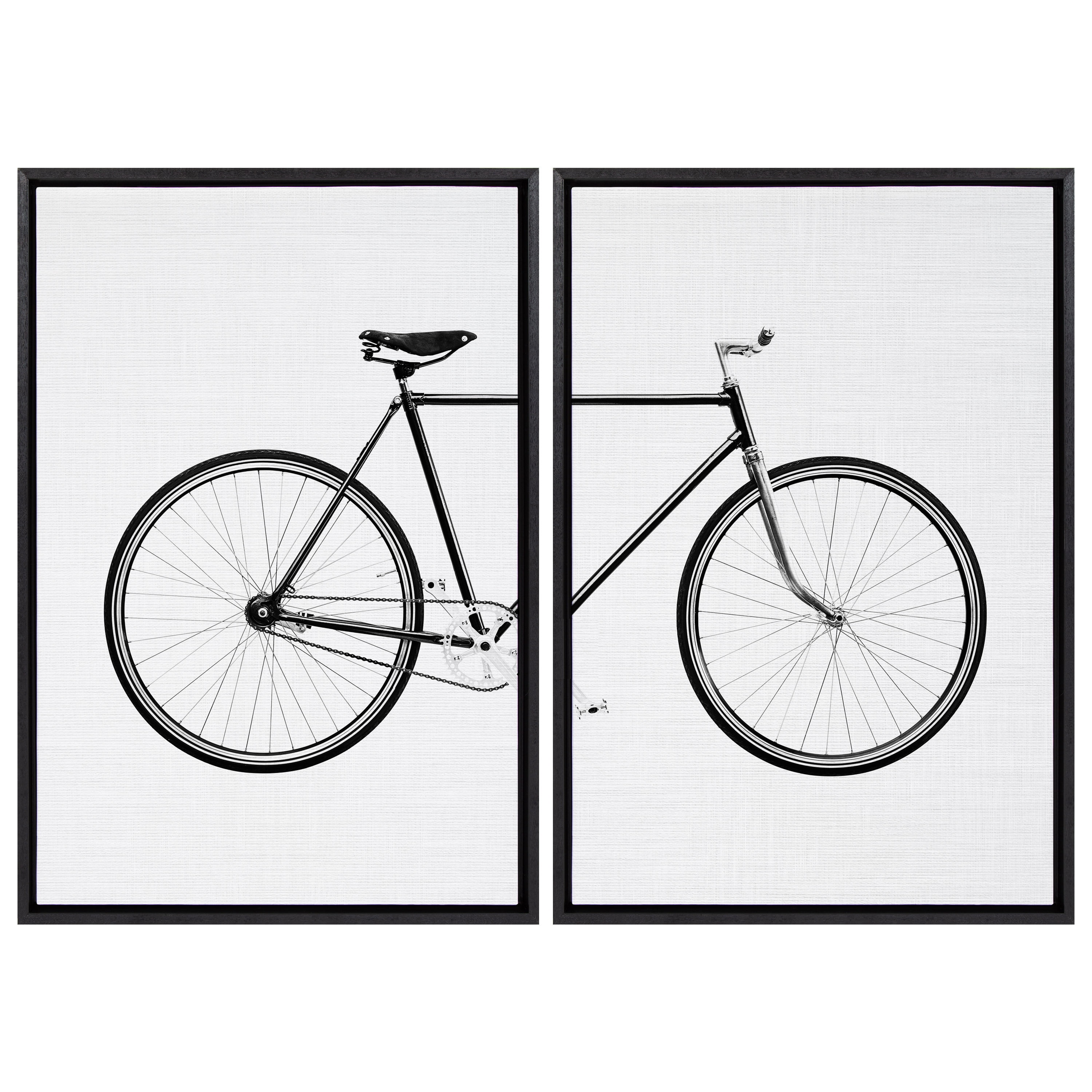 Kate and Laurel Sylvie Bicycle Framed Canvas Wall Art by SImon Te of Tai  Prints, Set of 2, 23x33 Black, Whimsical Wall Decor