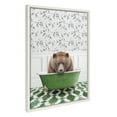 thumbnail image 1 of Kate and Laurel Sylvie Big Bear In Eclectic Green Bath Framed Canvas Wall Art by Amy Peterson Art Studio, 18x24 White,  Fun Animal Art Bathroom Décor, 1 of 6