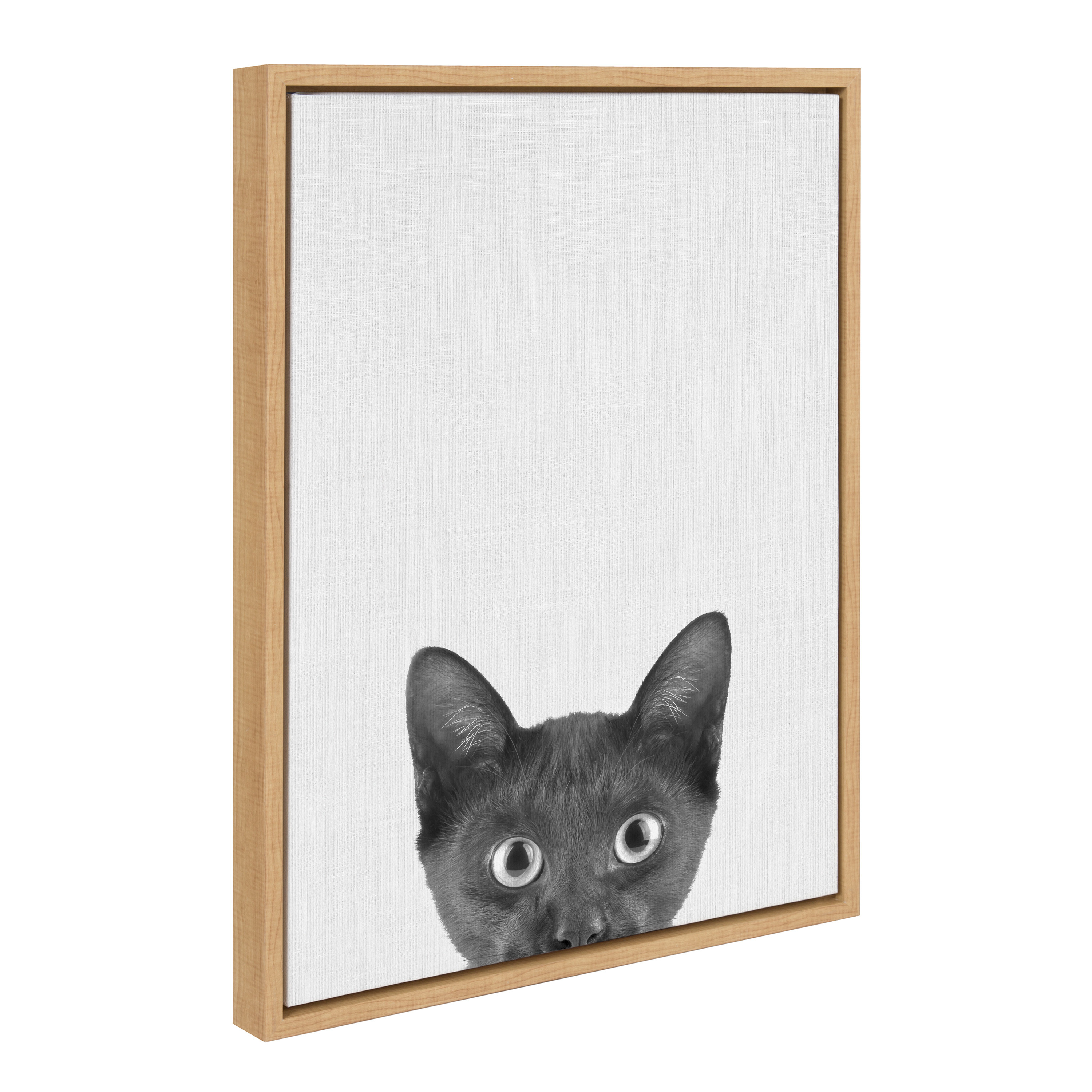 Walplus Quadro Con Adesivo Muro Gatto Nero – Cornice MDF Inclusa, Poster 29x39 Cm, Decorazione Casa