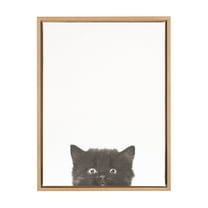 Kate and Laurel Sylvie Black Kitten Portrait Framed Canvas Wall Art by Simon Te Tai, 18x24 Natural