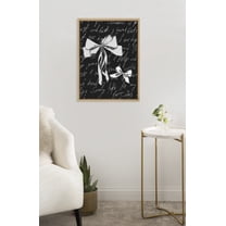 Kate and Laurel Sylvie Black White Bow Framed Canvas Wall Art by Honey Island Studio, 18x24 Natural, Cute Black-and-White Art for Wall