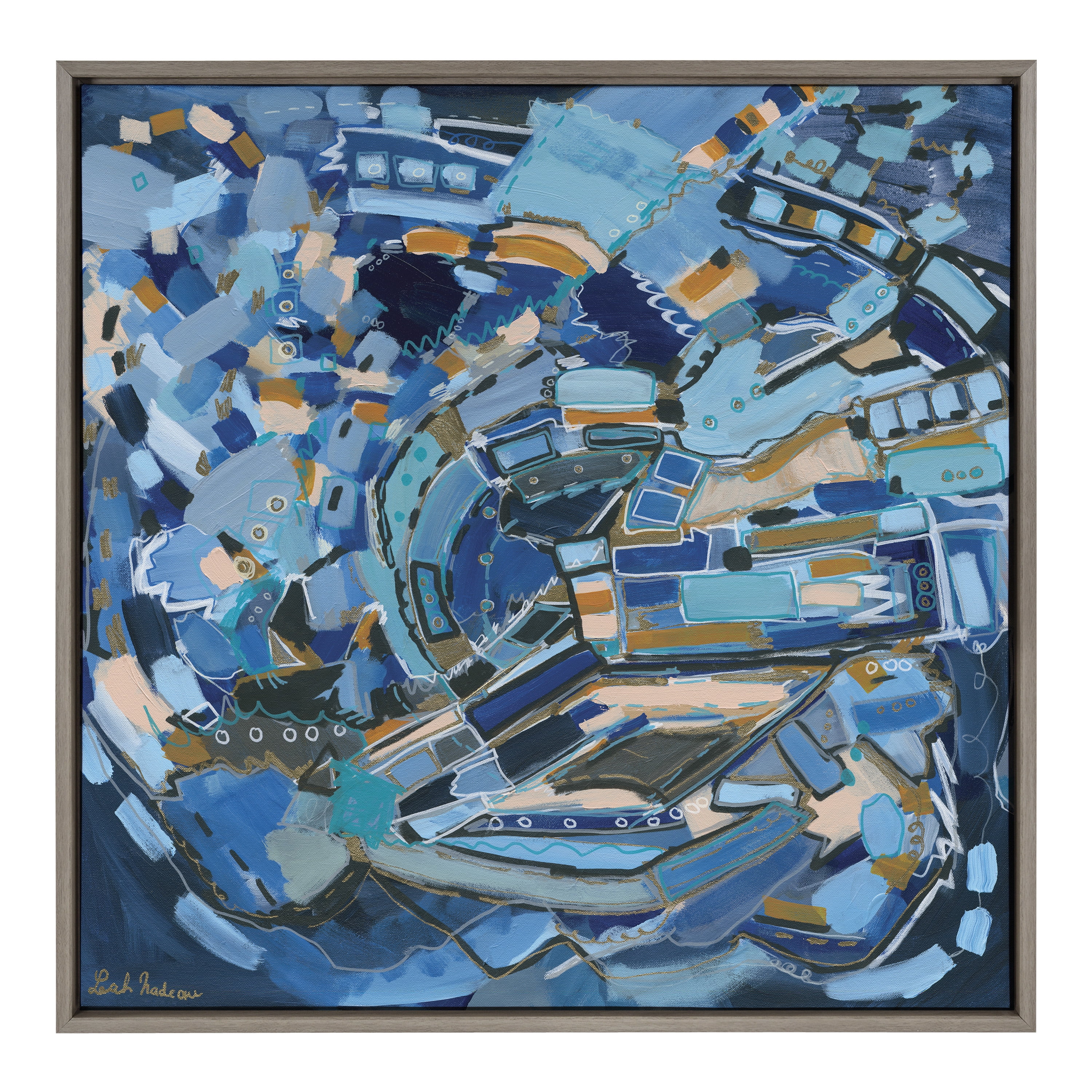30" x 30" Blue and Gray Abstract Canvas Art Print