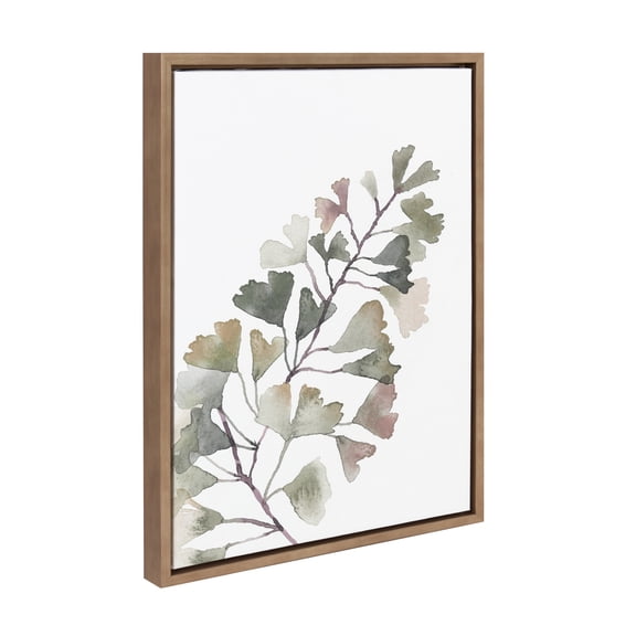 Kate and Laurel Sylvie Botanical Soft Split Fern Framed Canvas Wall Art by Sara Berrenson, 18 x 24, Gold, Nature and Wildlife-Inspired Wall Décor