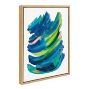 Kate and Laurel Sylvie Bright Abstract 2 Framed Canvas Wall Art by Jessi Raulet of Ettavee, 18x24 Natural, Modern Colorful Brushstrokes Art for Wall