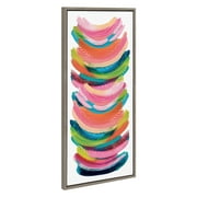 Kate and Laurel Sylvie Bright Abstract Framed Canvas Wall Art by Jessi Raulet of Ettavee, 18x40 Gray, Modern Colorful Brushstrokes Art for Wall