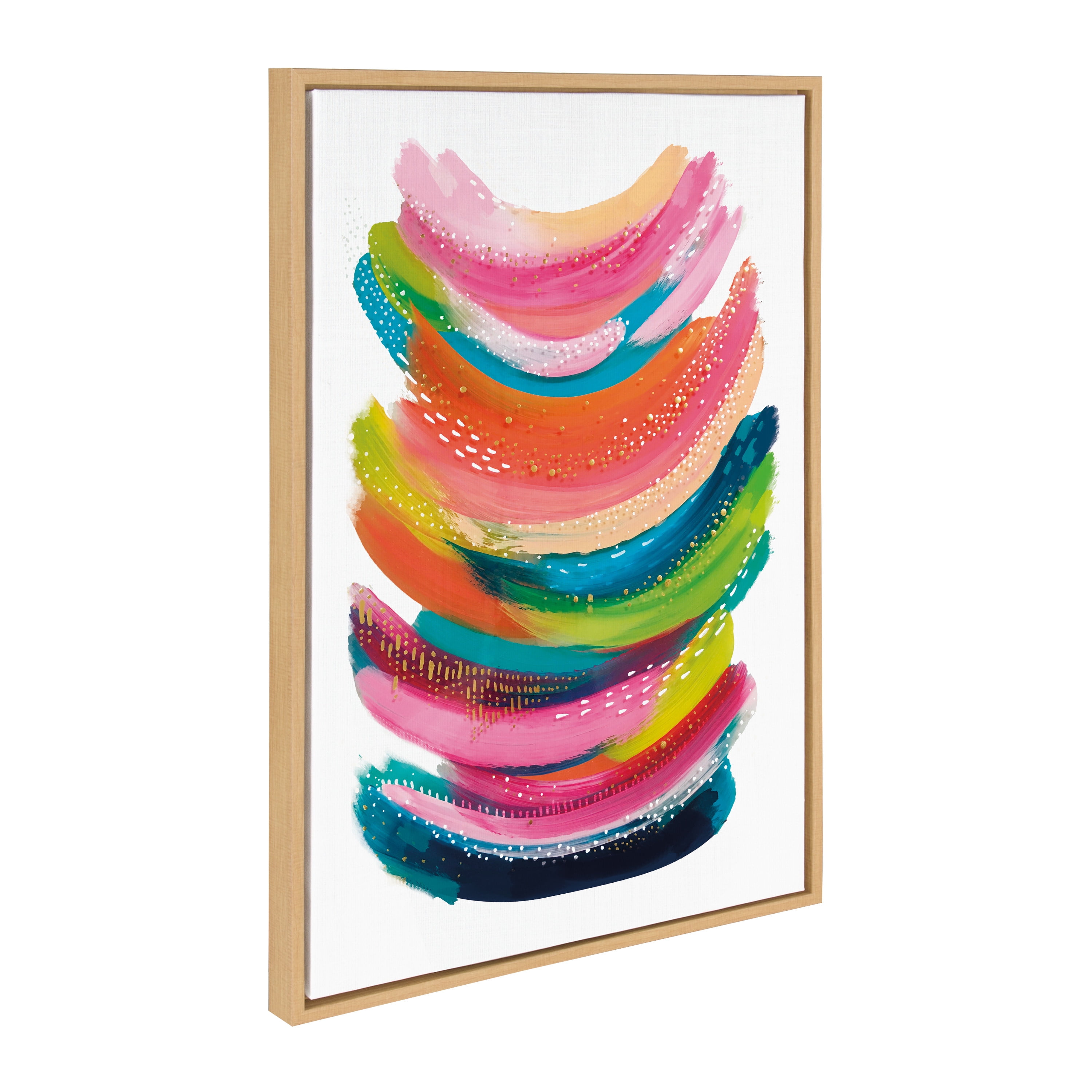 Bright Abstract Multicolor Canvas Wall Art with Natural Frame, 23x33