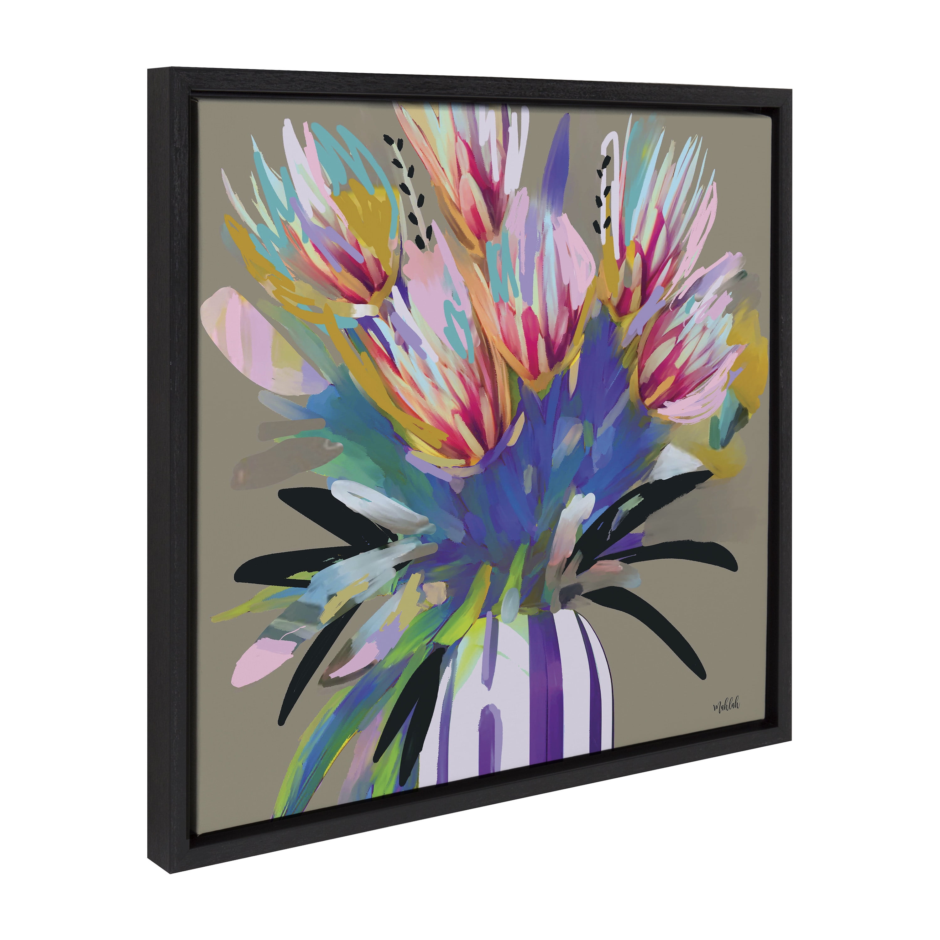 Sylvie Bright Flowers Framed Canvas Wall Art in Black Frame