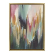 Kate and Laurel Sylvie Brushstroke 135 Framed Canvas Wall Art by Jessi Raulet of Ettavee, 18x24 Gold, Decorative Abstract Art Print for Wall
