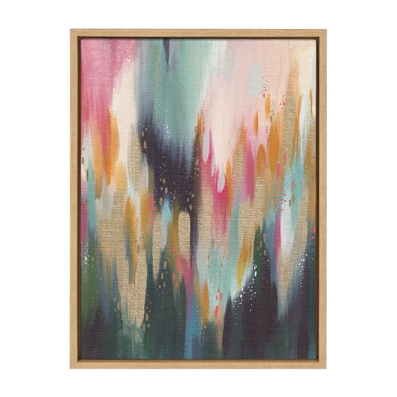 Kate and Laurel Sylvie Brushstroke 135 Framed Canvas Wall Art by Jessi Raulet of Ettavee, 18x24 Natural, Decorative Abstract Art Print for Wall