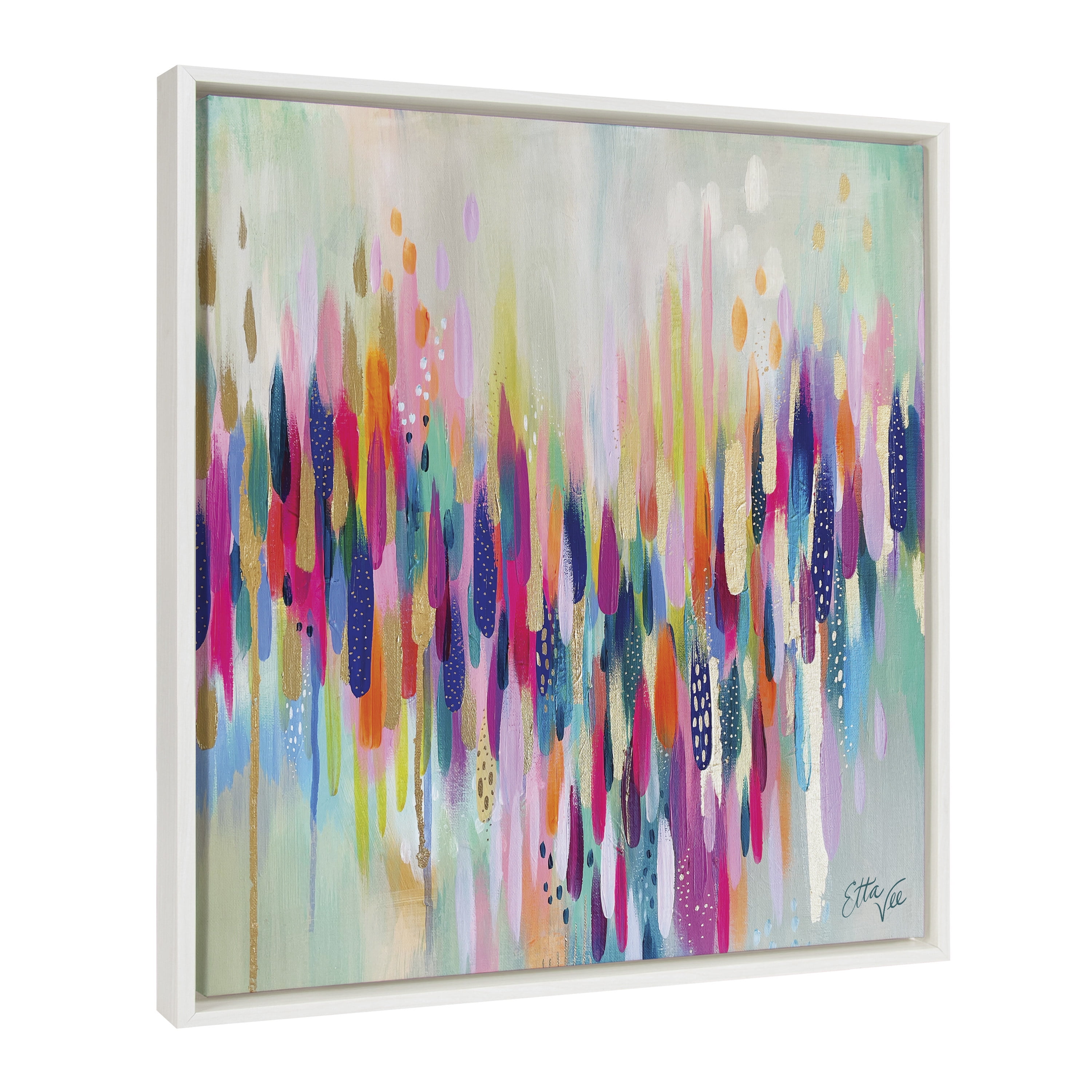 Colorful Abstract Brushstroke Canvas Wall Art, 22x22, White Frame