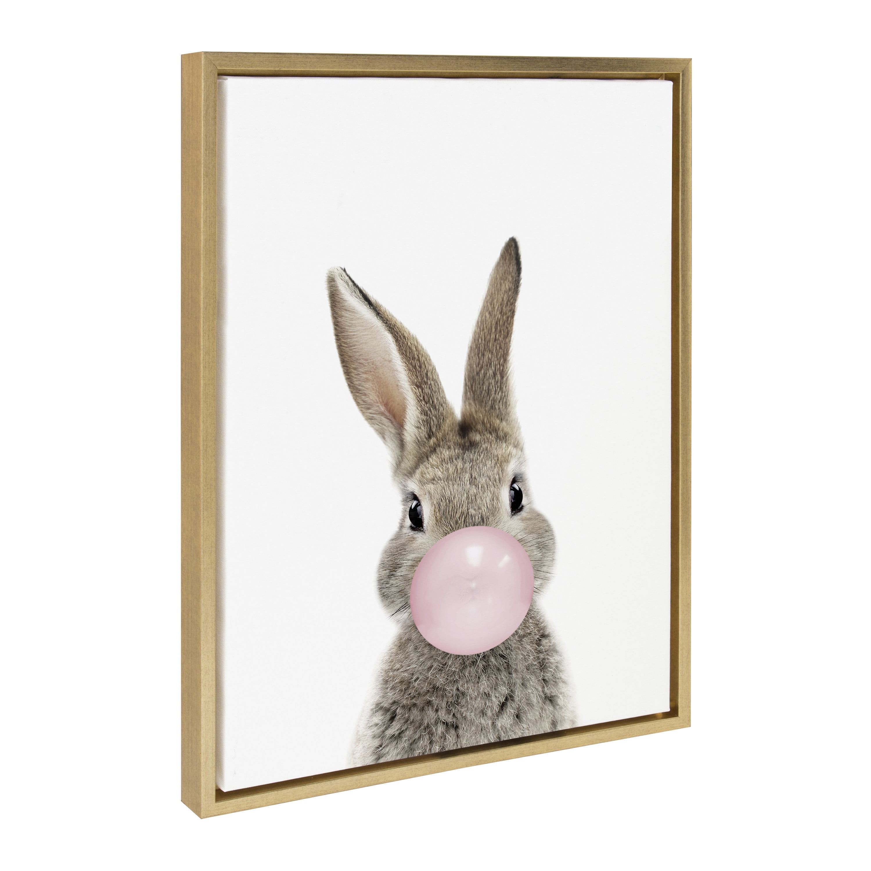 Orders Female Baby Bunny Rabbit Animal Print Portrait Framed Canvas Wall Art, 18x24 Gra