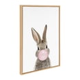 thumbnail image 1 of Kate and Laurel Sylvie Bubble Gum Bunny Framed Canvas Wall Art by Amy Peterson Art Studio, 23x33 Natural, Cute Whimsical Animal Art for Wall, 1 of 6