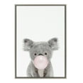 thumbnail image 1 of Kate and Laurel Sylvie Bubble Gum Koala Framed Canvas Wall Art by Amy Peterson Art Studio, 23x33 Gray, Whimsical Zoo Animal Art for Wall, 1 of 9