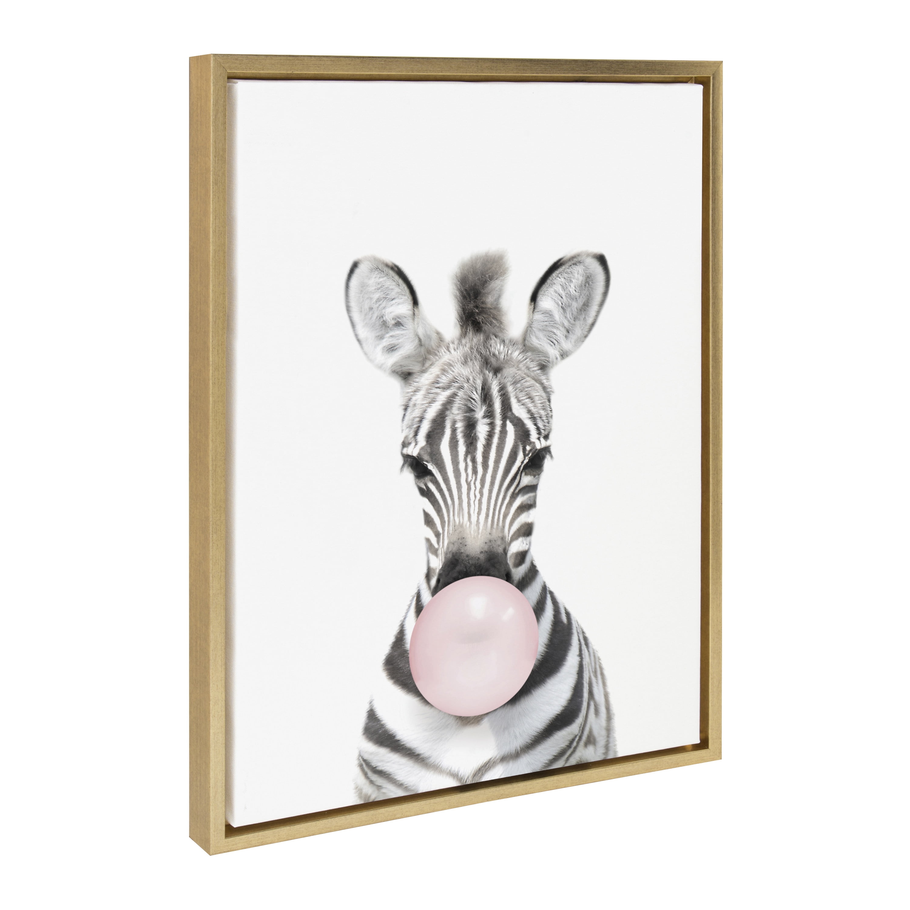 Gold Framed Whimsical Zebra Canvas Wall Art, 18x24