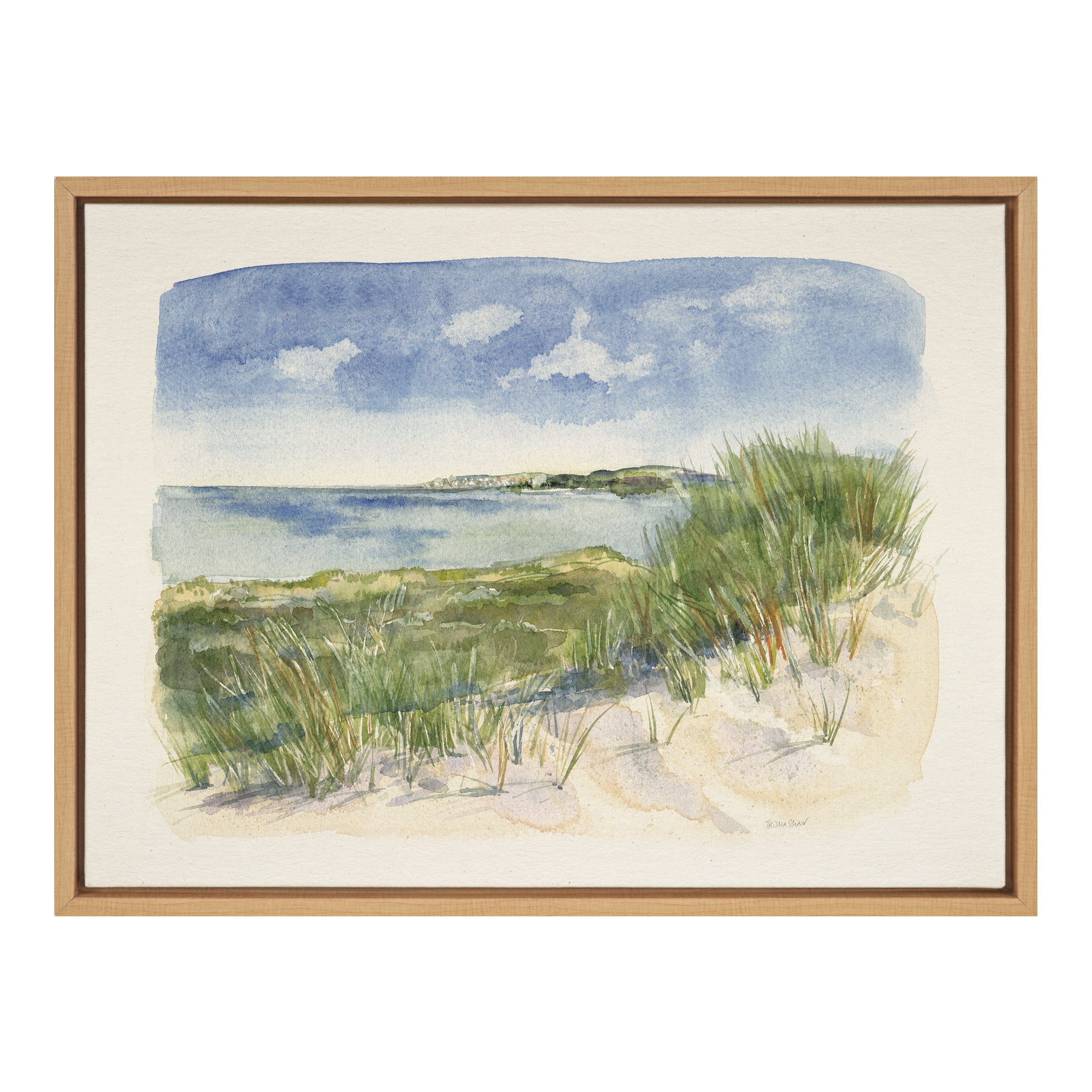 Sylvie by the Sea Natural Framed Canvas Landscape Art
