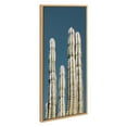 thumbnail image 1 of Kate and Laurel Sylvie Cactus Sky Framed Canvas Wall Art by Stephanie Klatt, 18x40 Natural, Tall Scenic Desert Cacti Art for Wall, 1 of 6