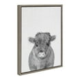 thumbnail image 1 of Kate and Laurel Sylvie Calf 4 Framed Canvas Wall Art by Simon Te of Tai Prints, 18x24 Gray, Modern Black and White Cow Portrait Art for Wall, 1 of 7