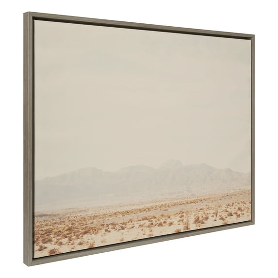 Kate and Laurel Sylvie California Dreaming Framed Canvas Wall Art by Laura Evans, 31.5x41.5 Gray, Modern Desert Mountain Landscape Art for Wall