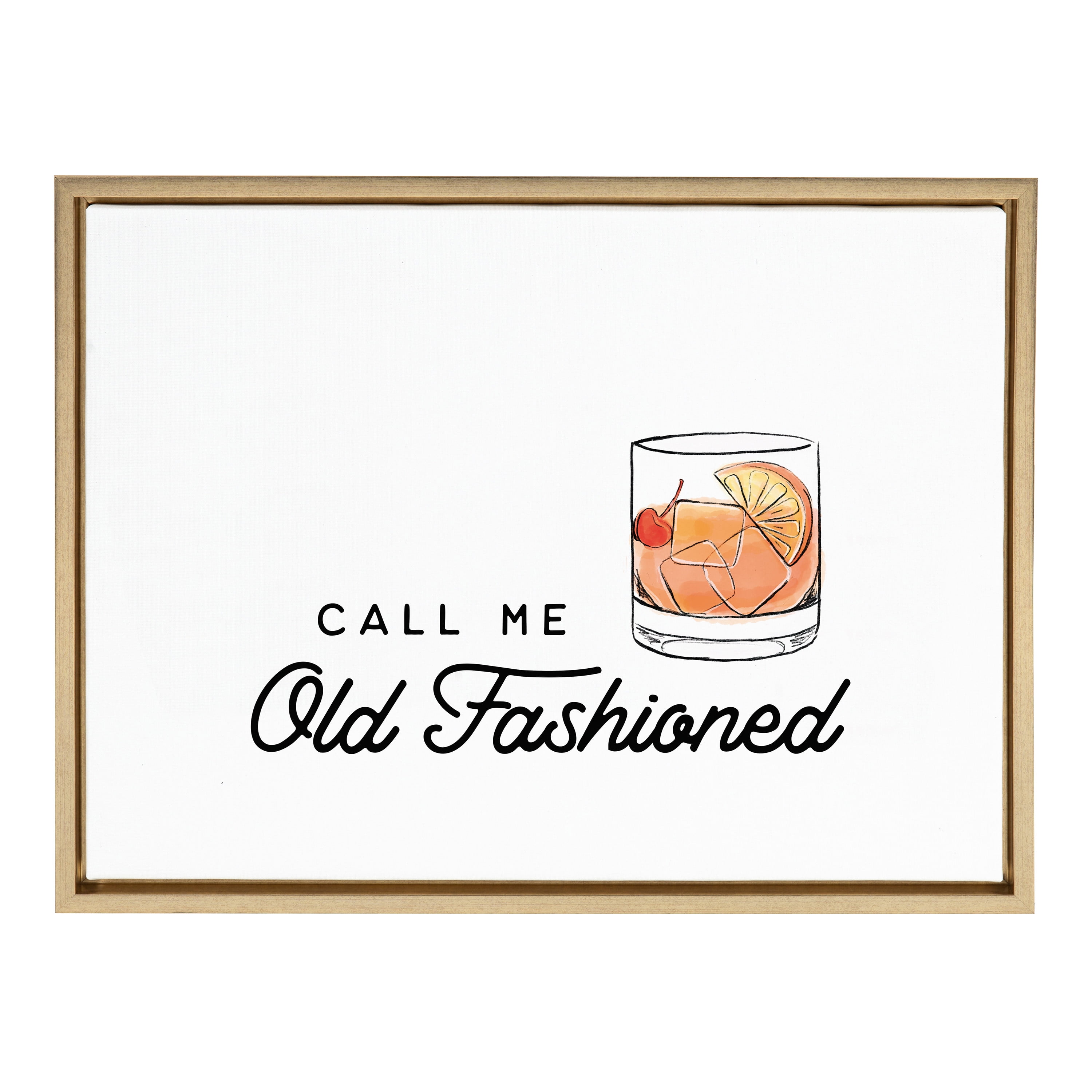 Call Me Old Fashioned Gold Framed Canvas Wall Art