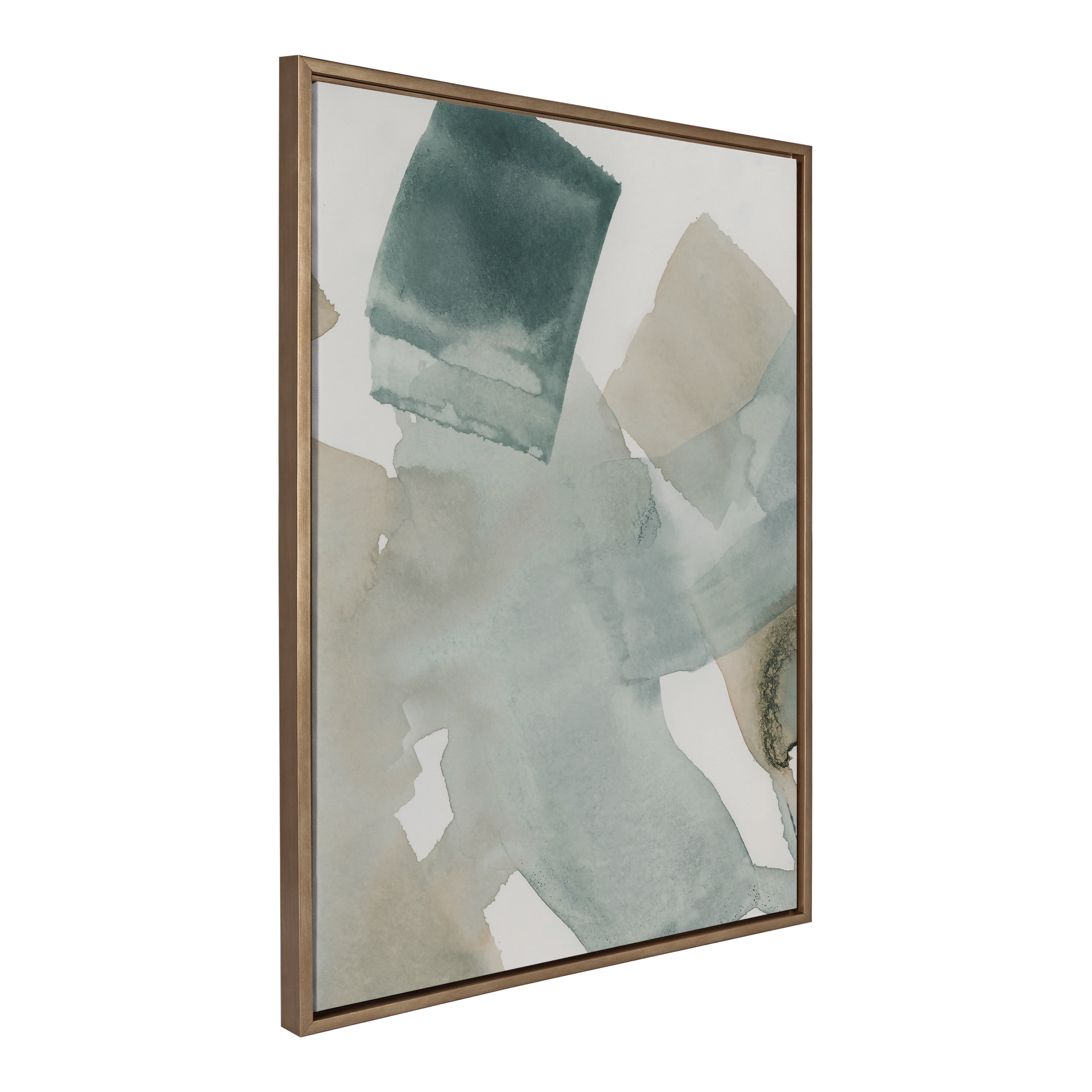 Gold Framed Modern Abstract Watercolor Canvas Wall Art, 28x38
