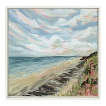 Kate and Laurel Sylvie Connecticut Framed Canvas Wall Art by Emily Kenney, 22x22 White, Coastal Beach Art