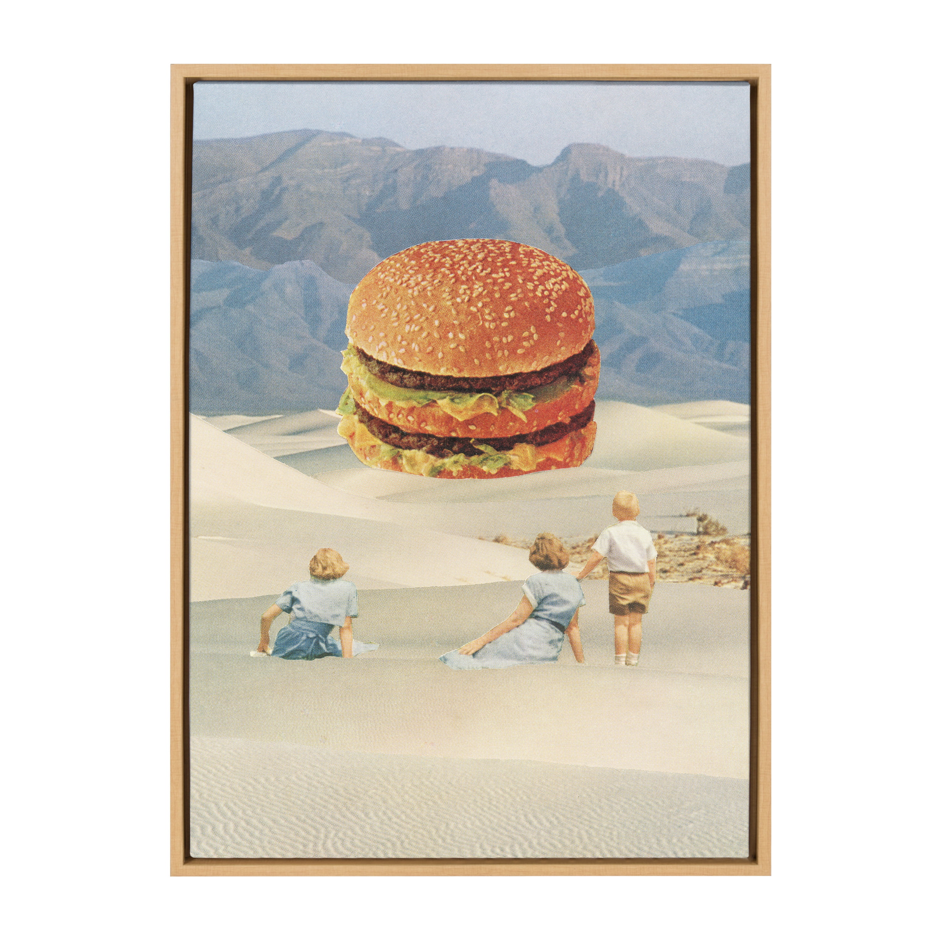 Desert Mirage Surreal Art Print on Canvas with Natural Frame
