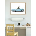 thumbnail image 1 of Kate and Laurel Sylvie Dino Driving 1958 Blue Corvette Framed Canvas Wall Art by Saint and Sailor Studios, 18x24 Natural, Cute Toy Car Art for Wall, 1 of 7